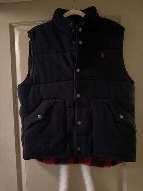Vintage Ralph Lauren Navy Quilted Vest with Red Pony